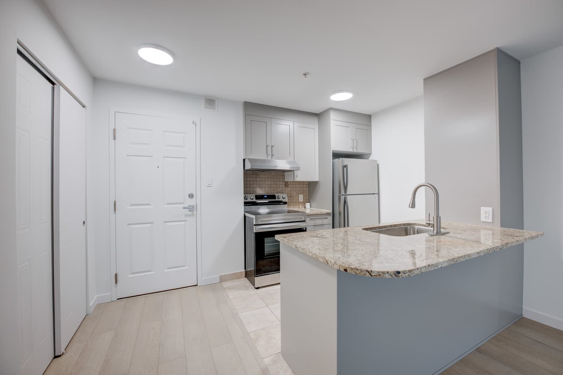 DISPONIBLE IMMÉDIATEMENT ! 3 1/2 MODERNE avec GARAGE loué semi-meublé. Offrant une superbe luminosité et une immense terrasse privée. Complètement rénové. Une chambre fermée. Concept à aire ouverte. Un garage avec un espace de rangement adjacent. À distance de marche du Parc La Fontaine et de la rue Ontario. À proximité de toutes commodités. Climatisation.

Pas d'animaux, non fumeur, enquête de crédit et références exigées.

Inclusions : Four, frigo, lave-vaisselle, laveuse, sécheuse, locker, garage.

Exclusions : Électricité, internet.